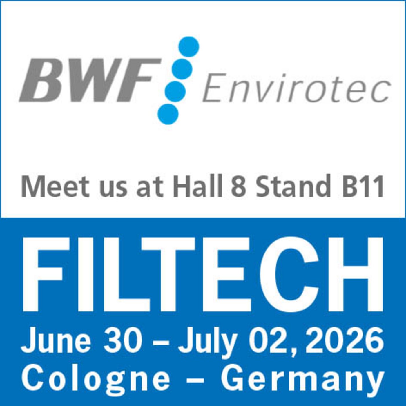 BWF Envirotec Filtech 2026 Cologne, Germany