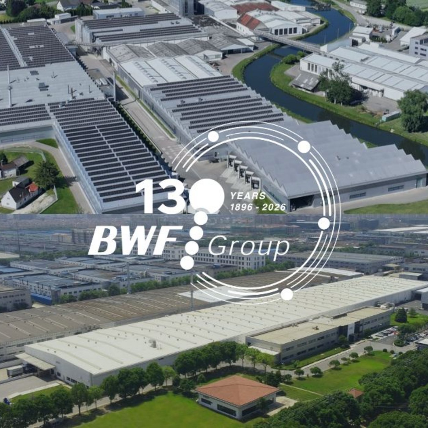Luftbild Standort BWF Group, Offingen oben und Standort BWF Envirotec, China unten