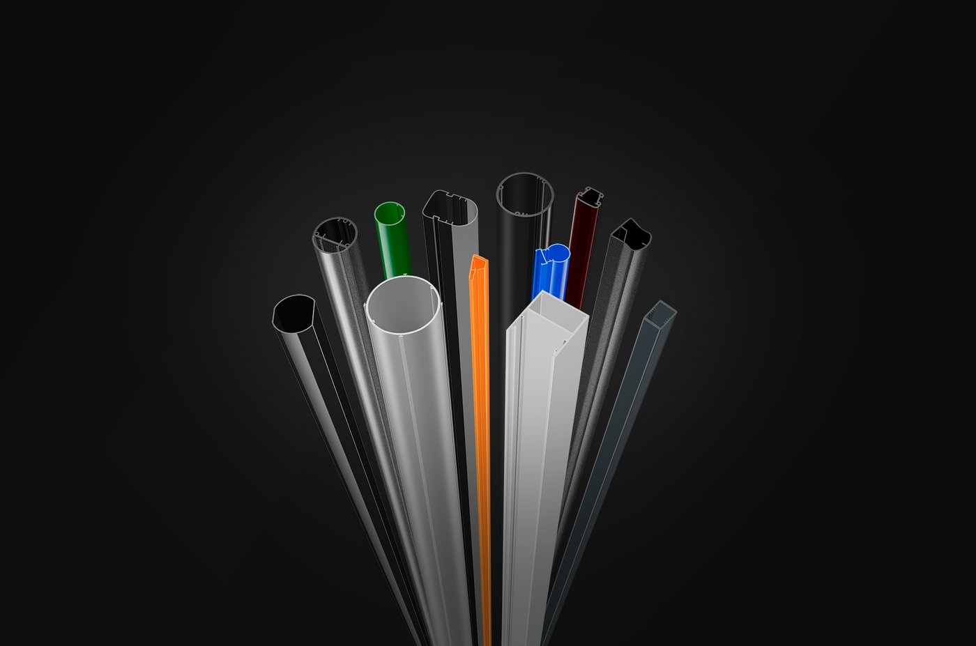 Individually extruded plastic profiles by BWF Profiles featuring precise cross-sections – technical hollow profiles, round profiles and complex profile geometries for industrial series applications.
